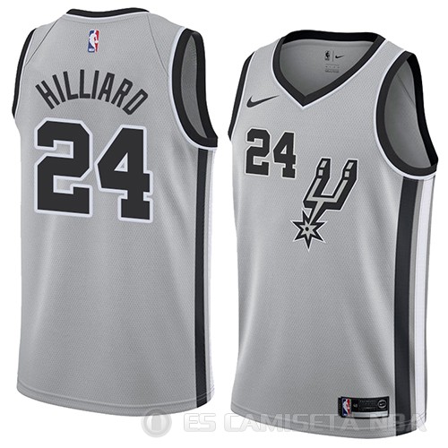 Camiseta Darrun Hilliard #24 San Antonio Spurs Statement 2018 Gris - Haga un click en la imagen para cerrar
